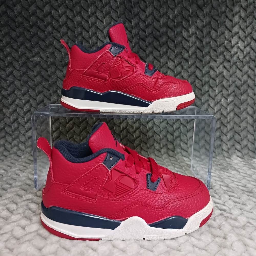 Air Jordan Retro 4 TD Fiba Gym Red Navy White Sneakers Shoes Size 8C